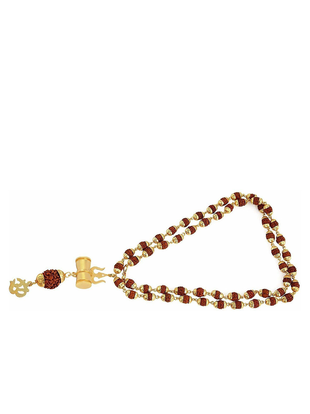 Crazy Fashion Unisex Stainless Steel Shiva Trishul Rudraksha Beaded Chain
