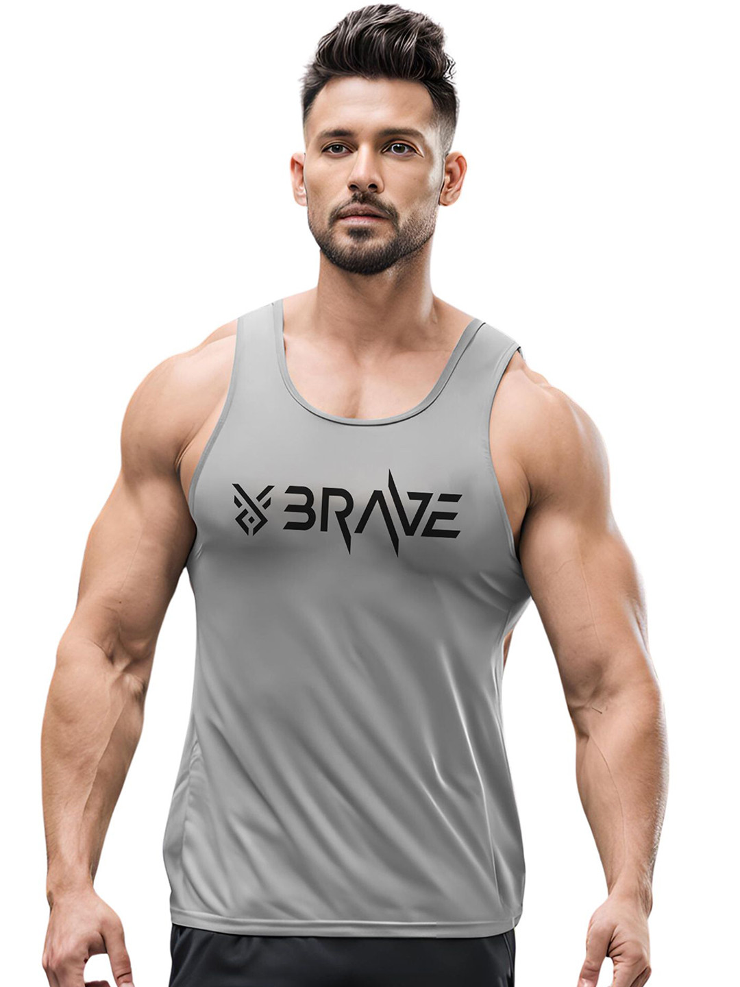 3Colors Dry-Fit Sleeveless Gym Vest VEST-NCUT-BRAVE-GREY_M