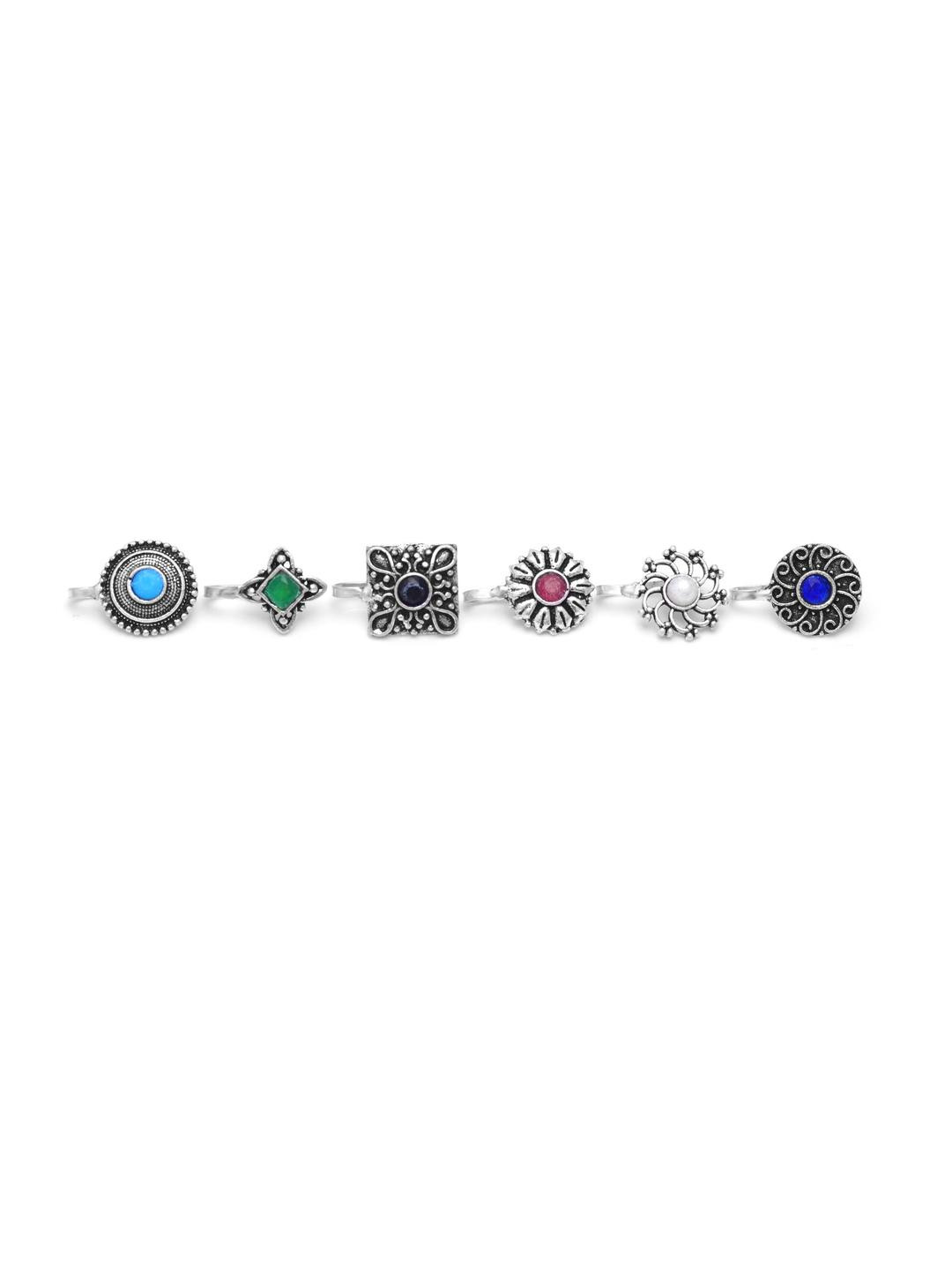 Tanusha Jewels Silver-Plated Brass Pearls Clip-On Nosepin