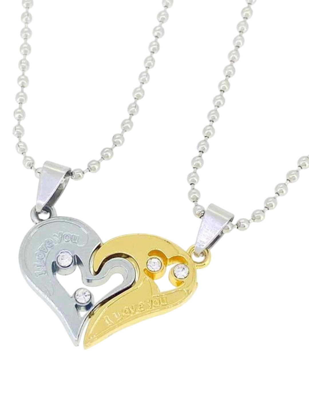 J.S ENTERPRISES Couples Heart Shaped Pendants with Chains