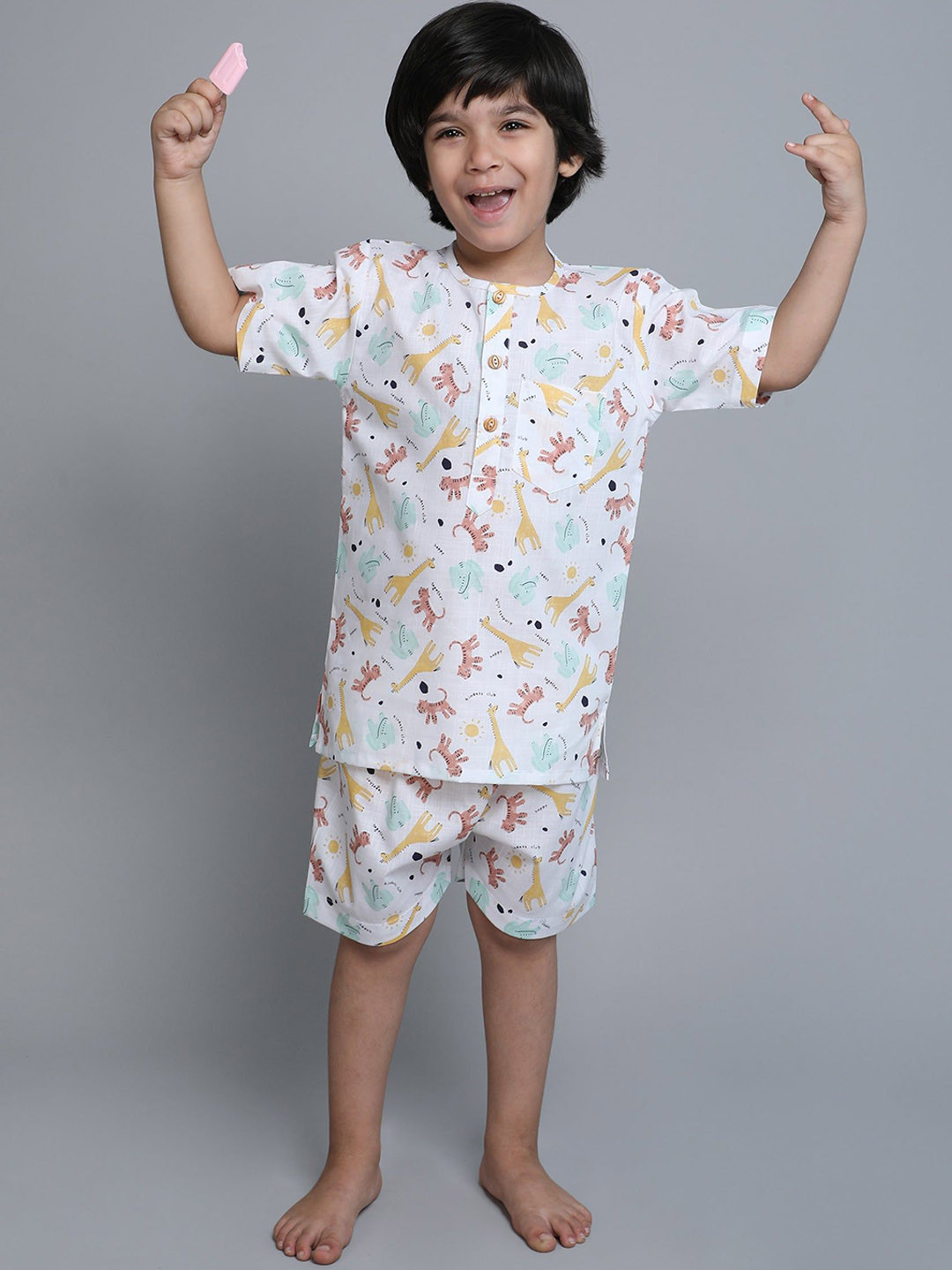 Little Clothings Boys Cotton Animal Print Night suits