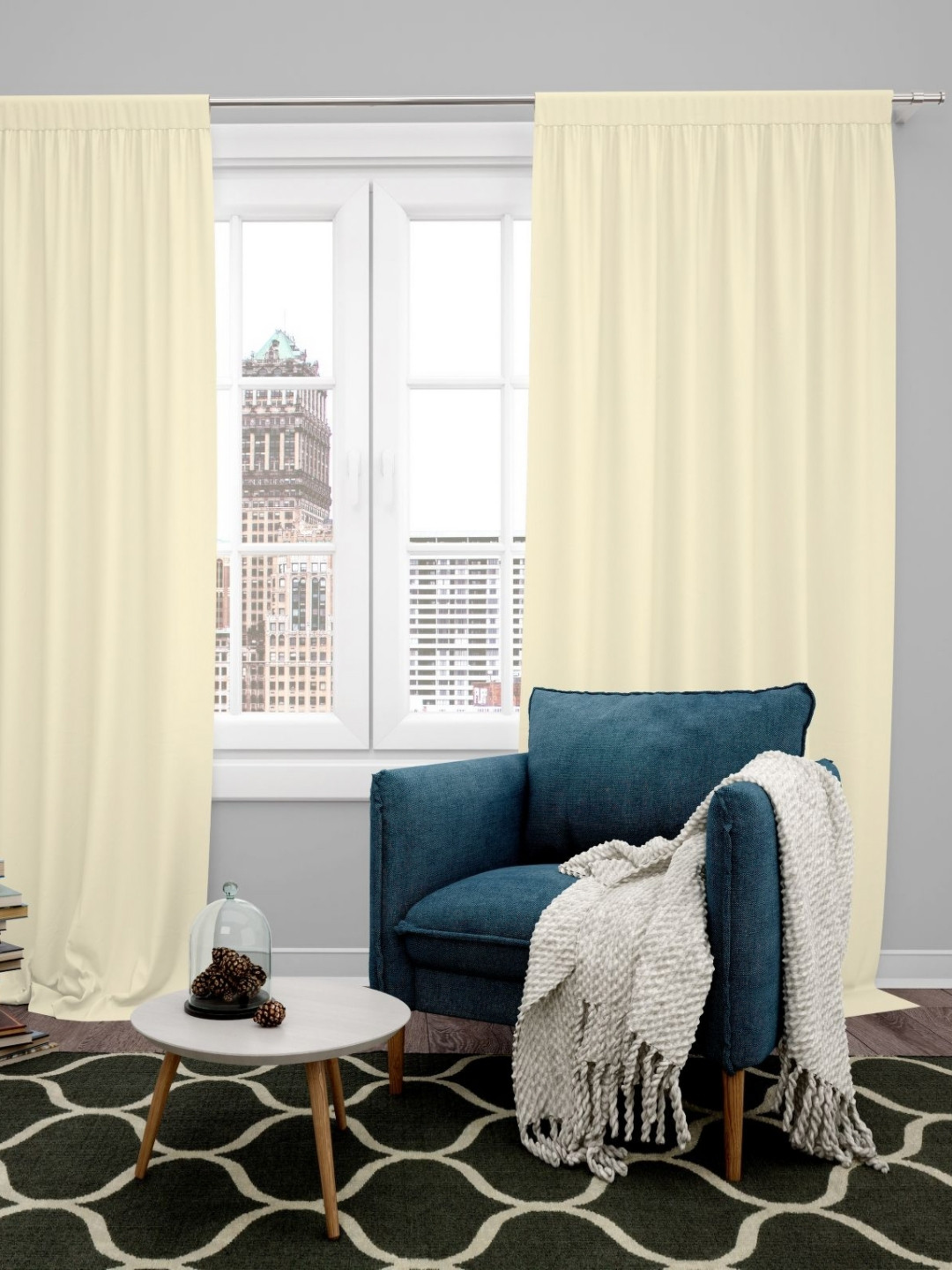 Parda Online Off White Set of 4 Black Out Long Door Curtain