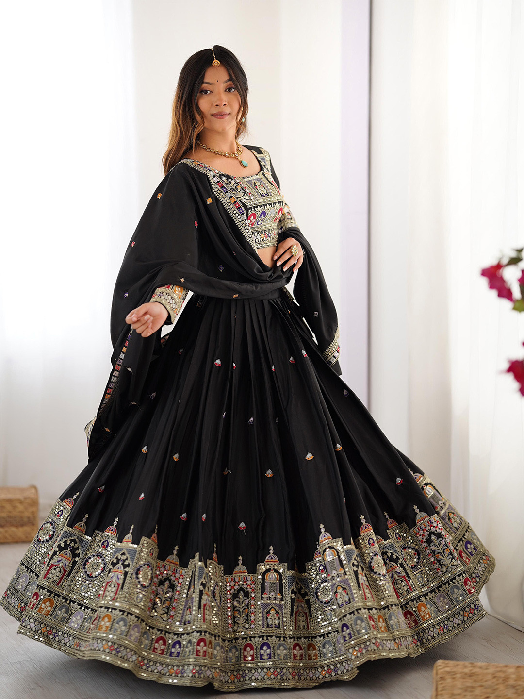 LeeliPeeri Designer Embroidered Sequinned Lehenga With Blouse & Dupatta