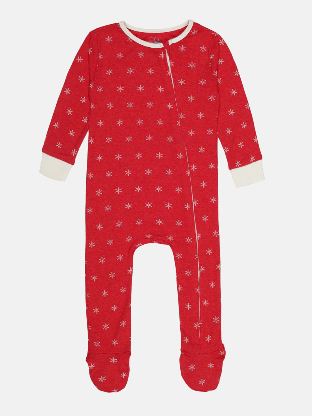 YOUNG BIRDS Kids Infants Snow Flake Printed Cotton Sleepsuit