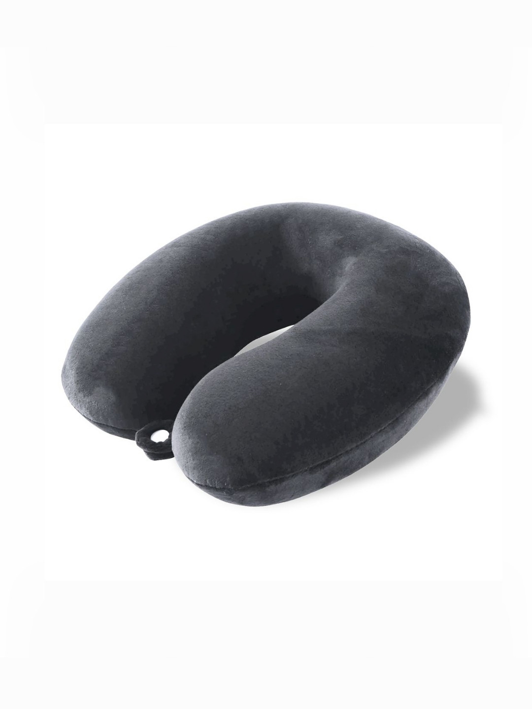 Aura Grey Solid Cotton Firm Memory Foam Travel Pillow-30 x 10 x 28 cm