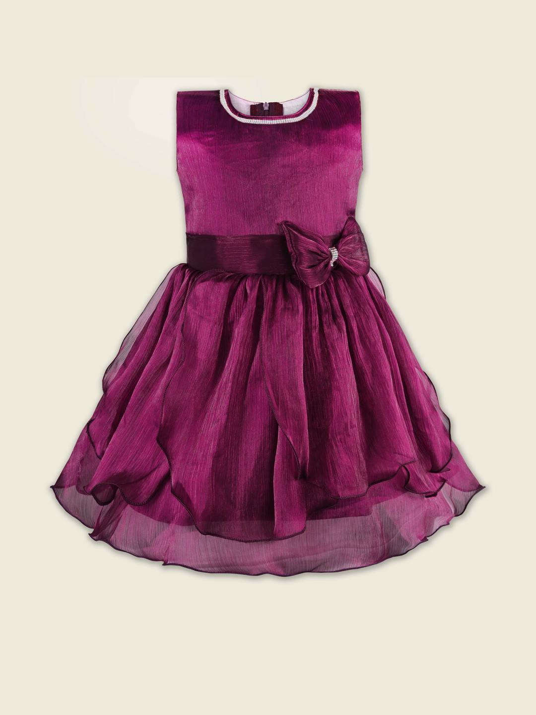 Girls Solid No Sleeve Fit and Flare Frock Dress