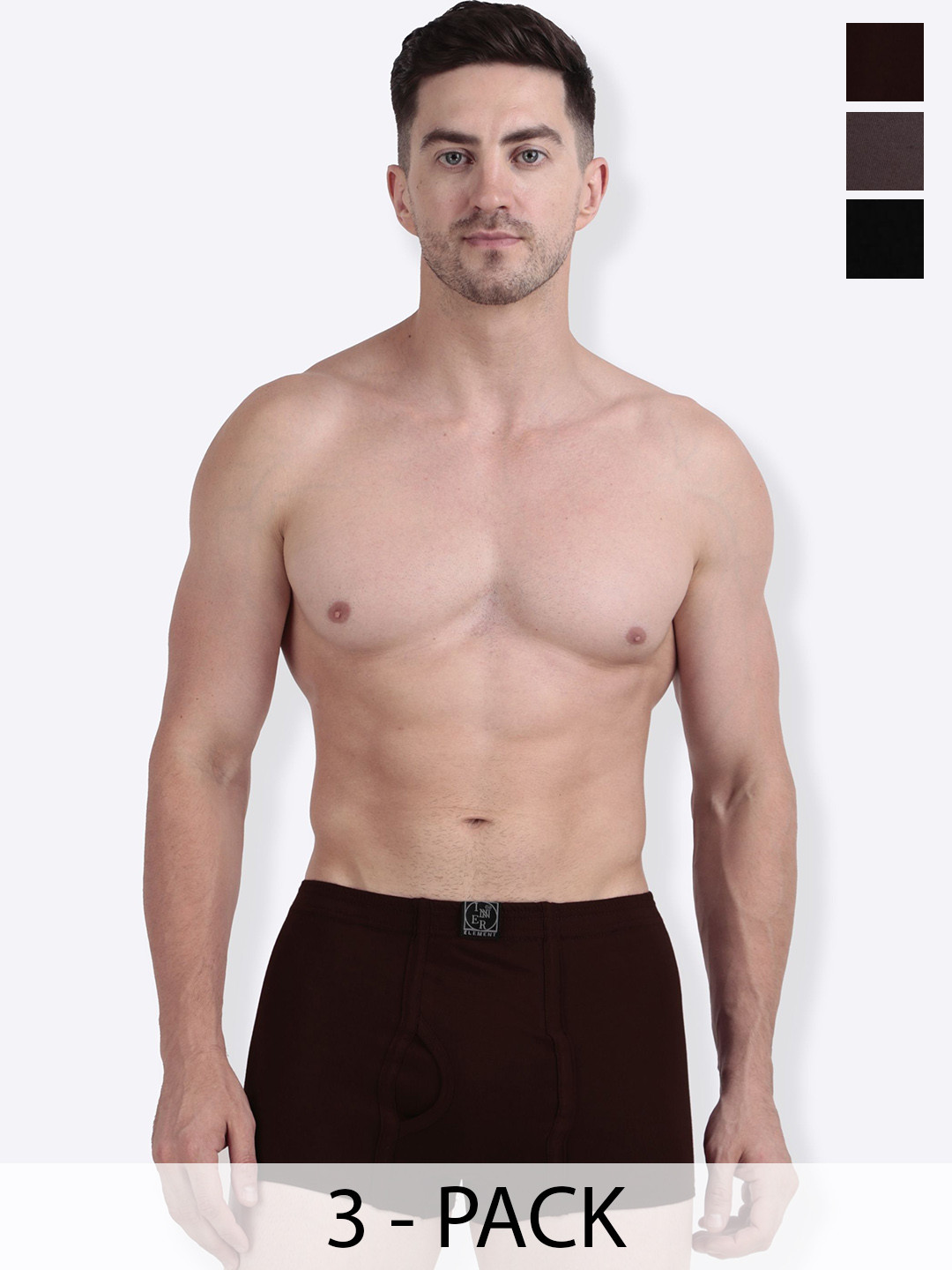 inner element Pack Of 3 Pure Cotton Trunks COVER_ELEASTIC_MINI_TRUNK_BGC3