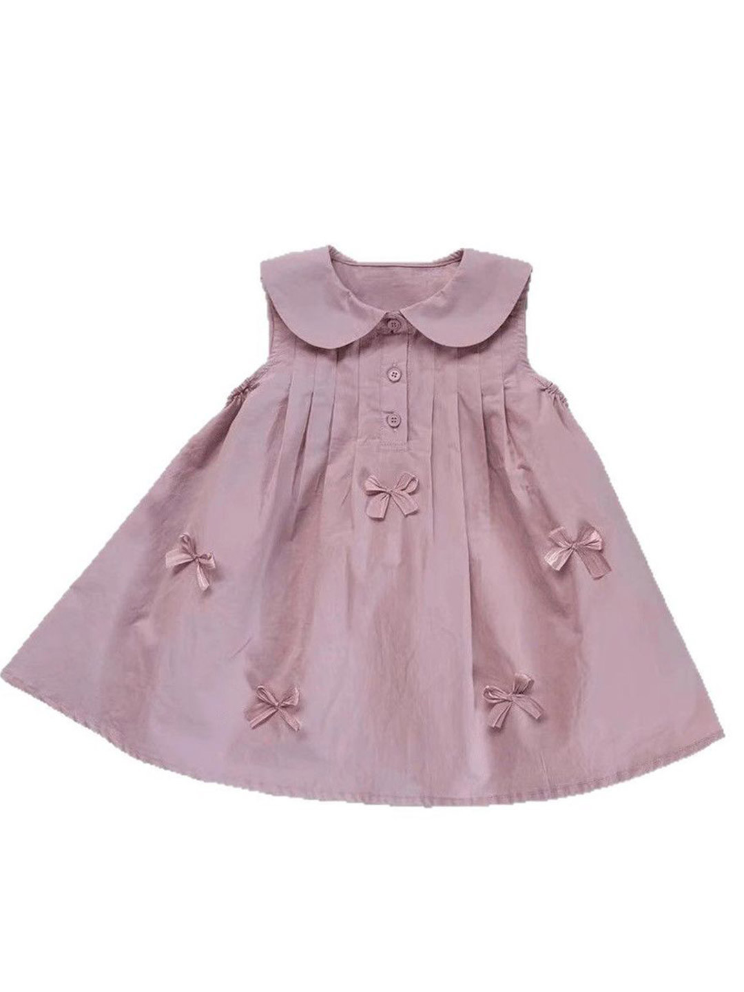 StyleCast x Revolte Girls Solid Peter Pan Collar Gathered or Pleated Cotton A-Line Dress