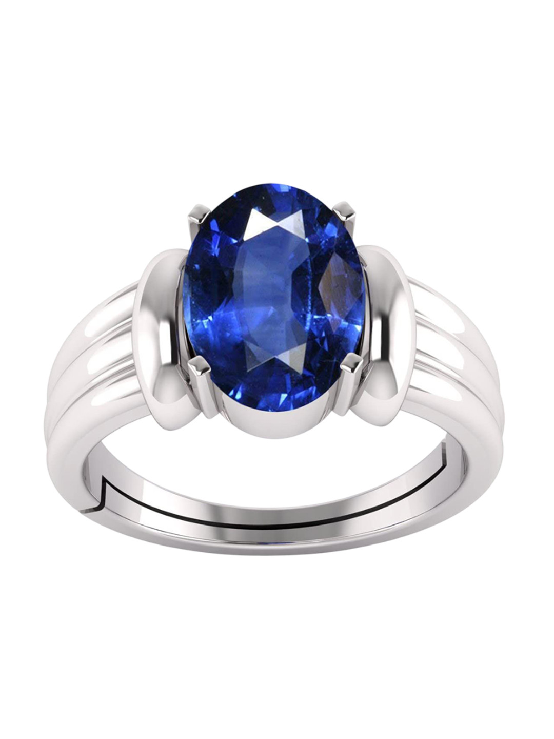 RSPR 5.25 Ratti 4.72 Carat Neelam Ring Blue Sapphire Adjustable Studded Finger Ring