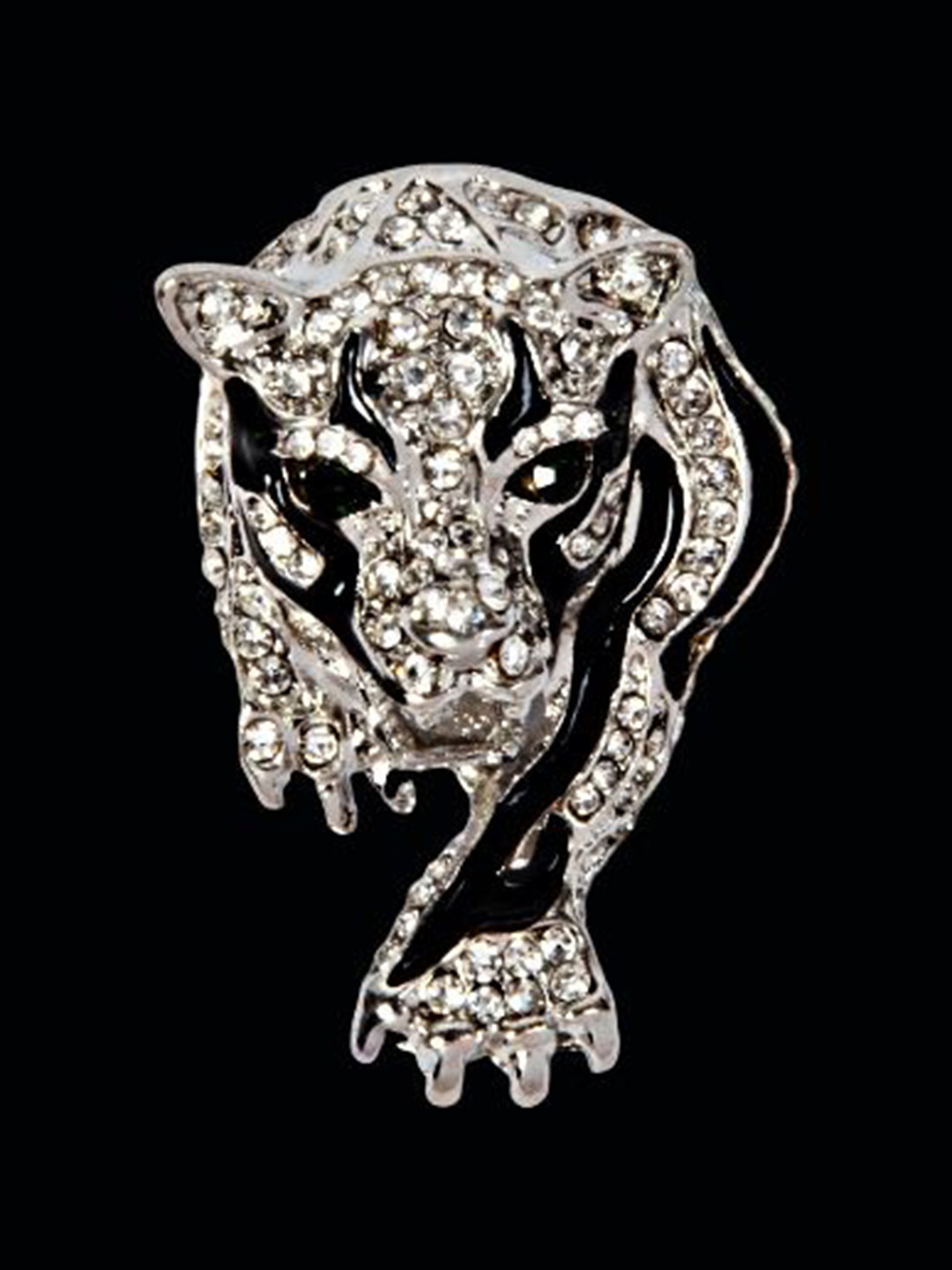 Curren Unisex Silver Plated Tiger Enamel Lapel Pin Brooch