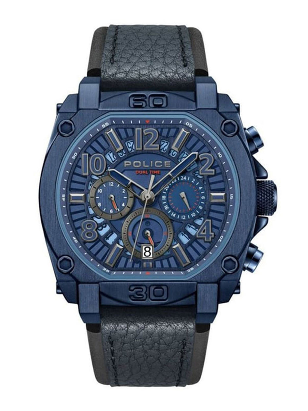 Police Men Patterned Leather Textured Style Straps Analogue Watch NTPLPEWJF0021904