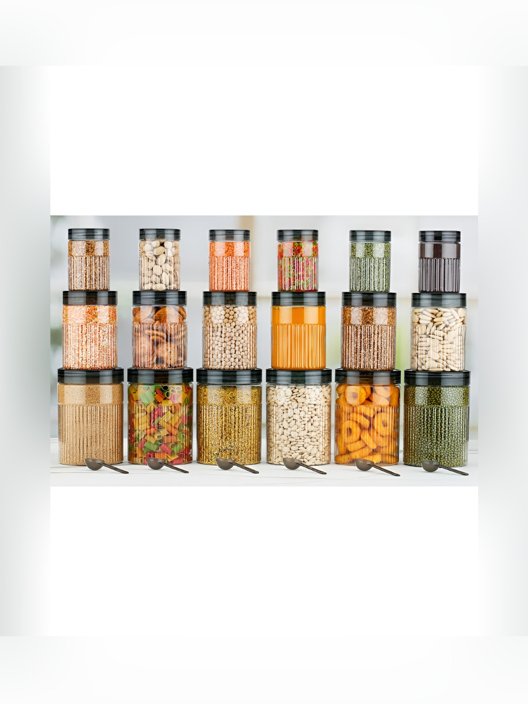 Aura Ab_Glossy_Con Black Plastic 18 Piece Clip-On Canister