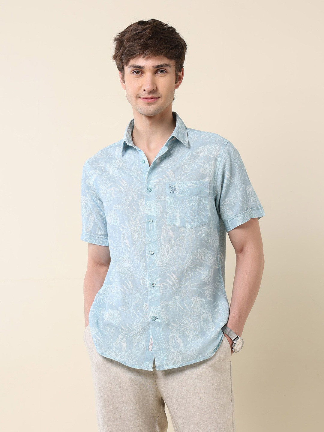 U.S. Polo Assn. Tailored Fit Tropical Printed Casual Shirt