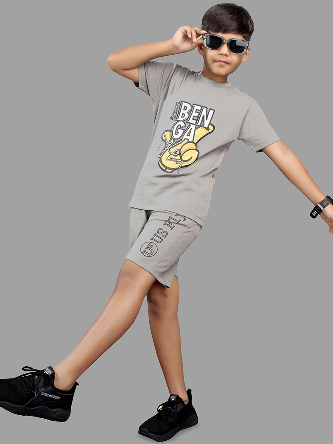 US Fly Printed T-Shirt With Shorts Clothing Set