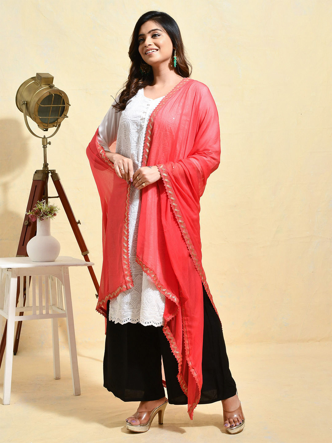 swatika Chiffon Zari Taping Border Dupatta
