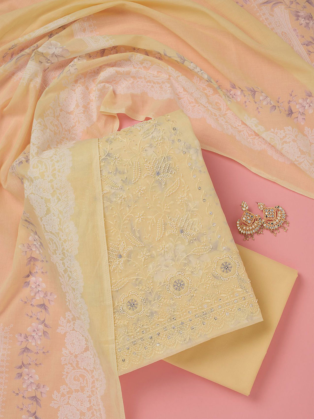 Koskii Threadwork Cotton Unstitched Salwar Suit