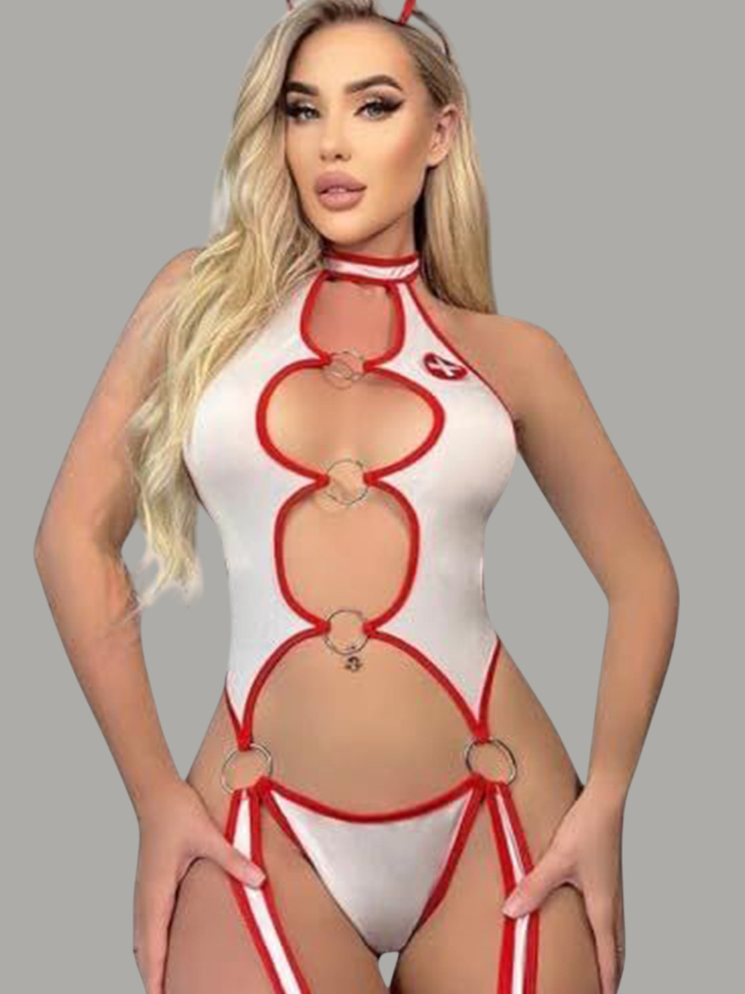 UDHATIKRAMAN Halter Neck Baby Doll with Asymmetric