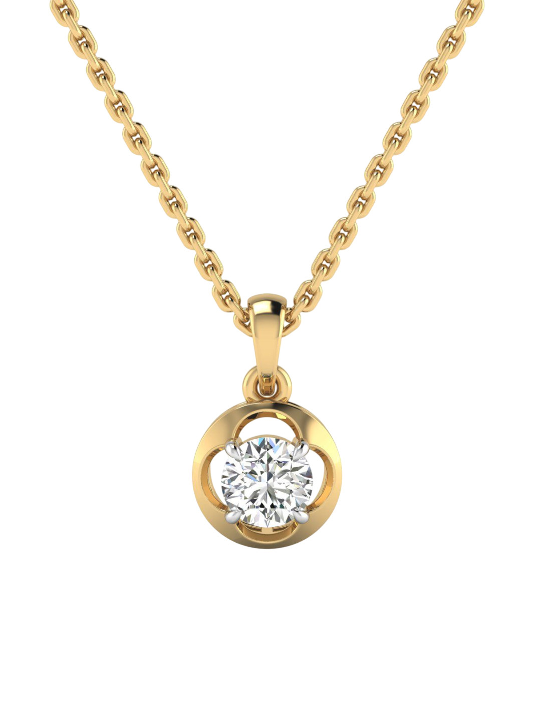 SHINE ETERNAL 18 Kt Yellow Gold Lab Grown Diamond Celestial Diamond Pendant-0.74g