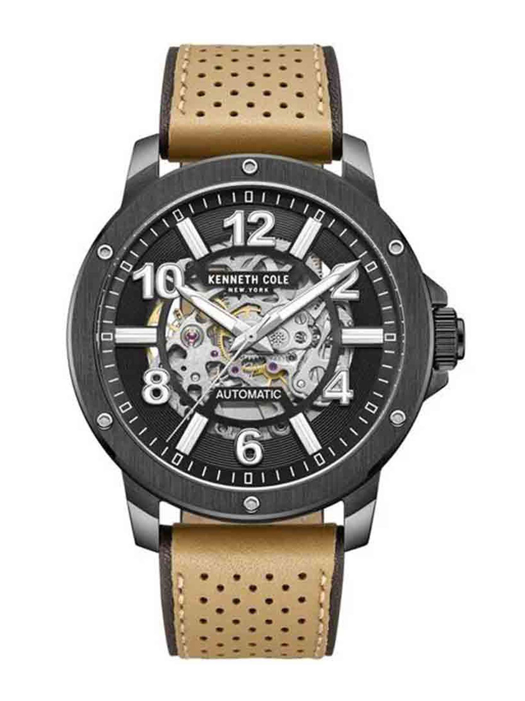 Kenneth Cole Men Skeleton Dial & Leather Straps Analogue Watch NTKCWGE0013105MN