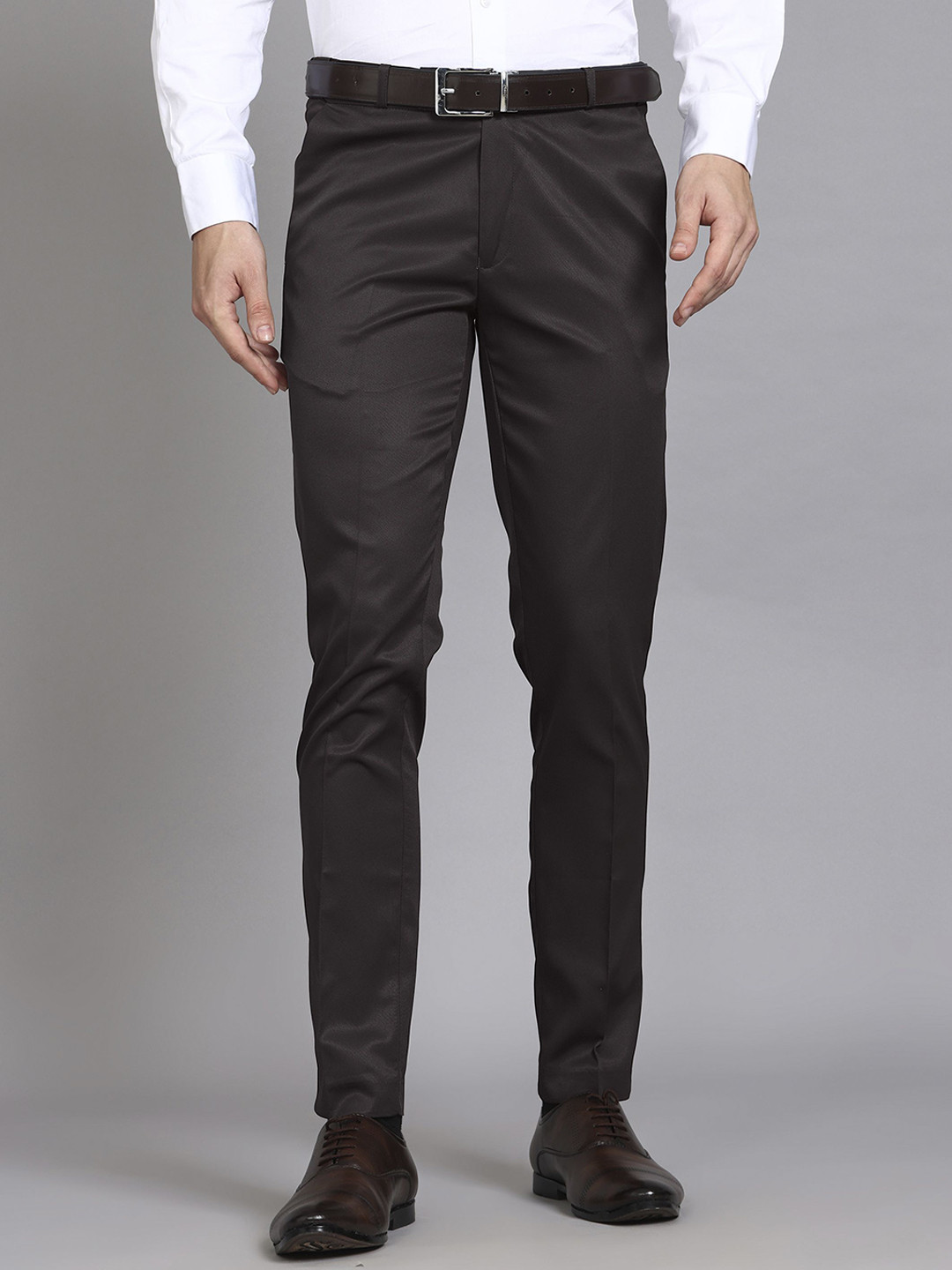 VOGAAN Men Cotton Comfort Formal Trousers with Expandable Waist