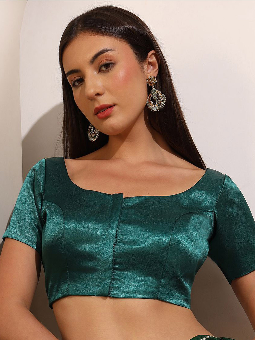 Happy Owl Round Neck Non Padded Saree Blouse