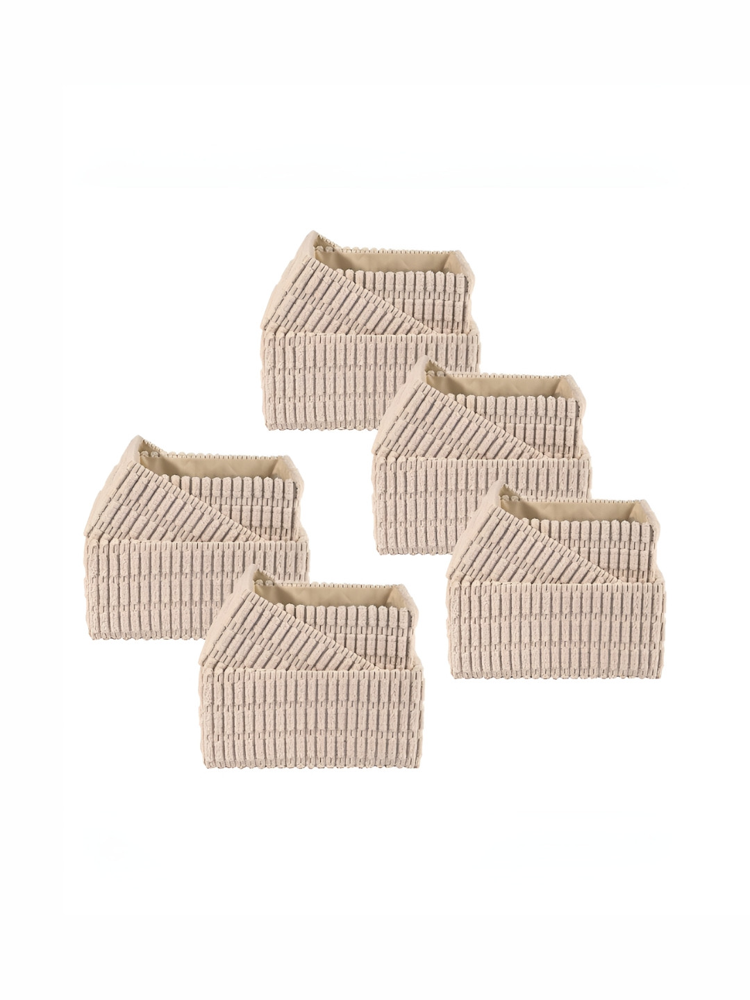 Aura Beige Set of 15 Regular Drawer Organiser Storage Basket