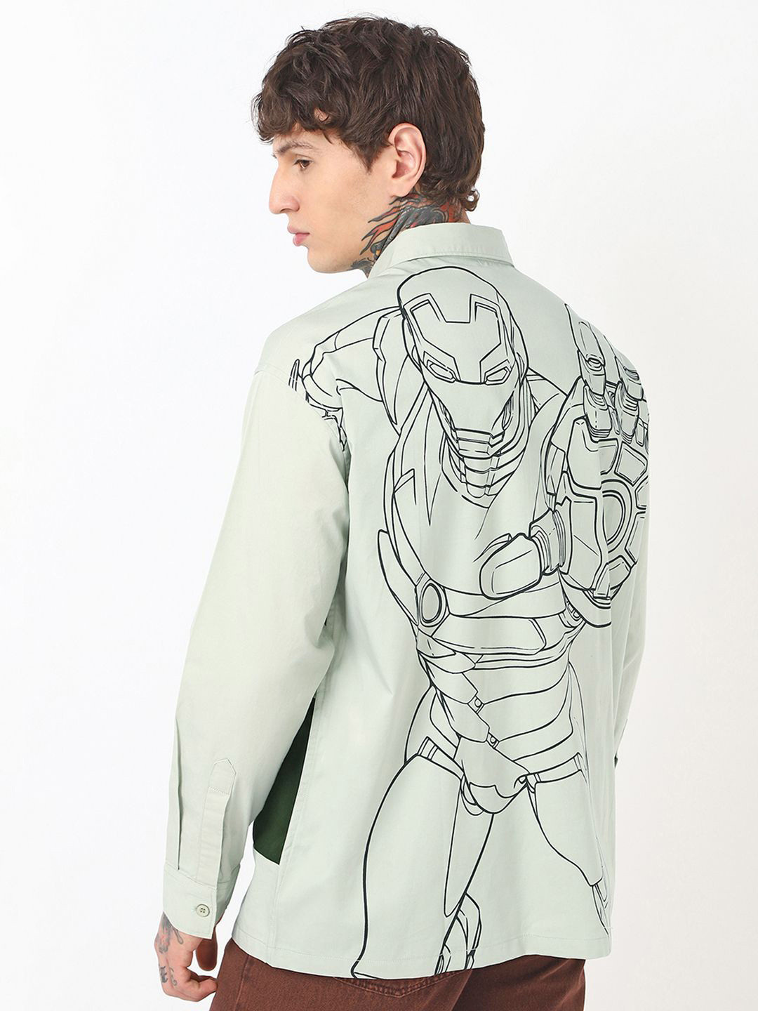 Bewakoof Oversized Marvel Merchandise Iron Man Printed Pure Cotton Shirt