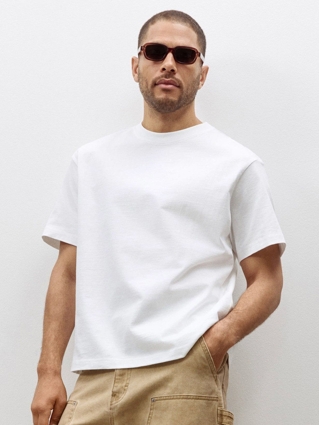 Q CUT Round Neck Pure Cotton Oversized T-shirt