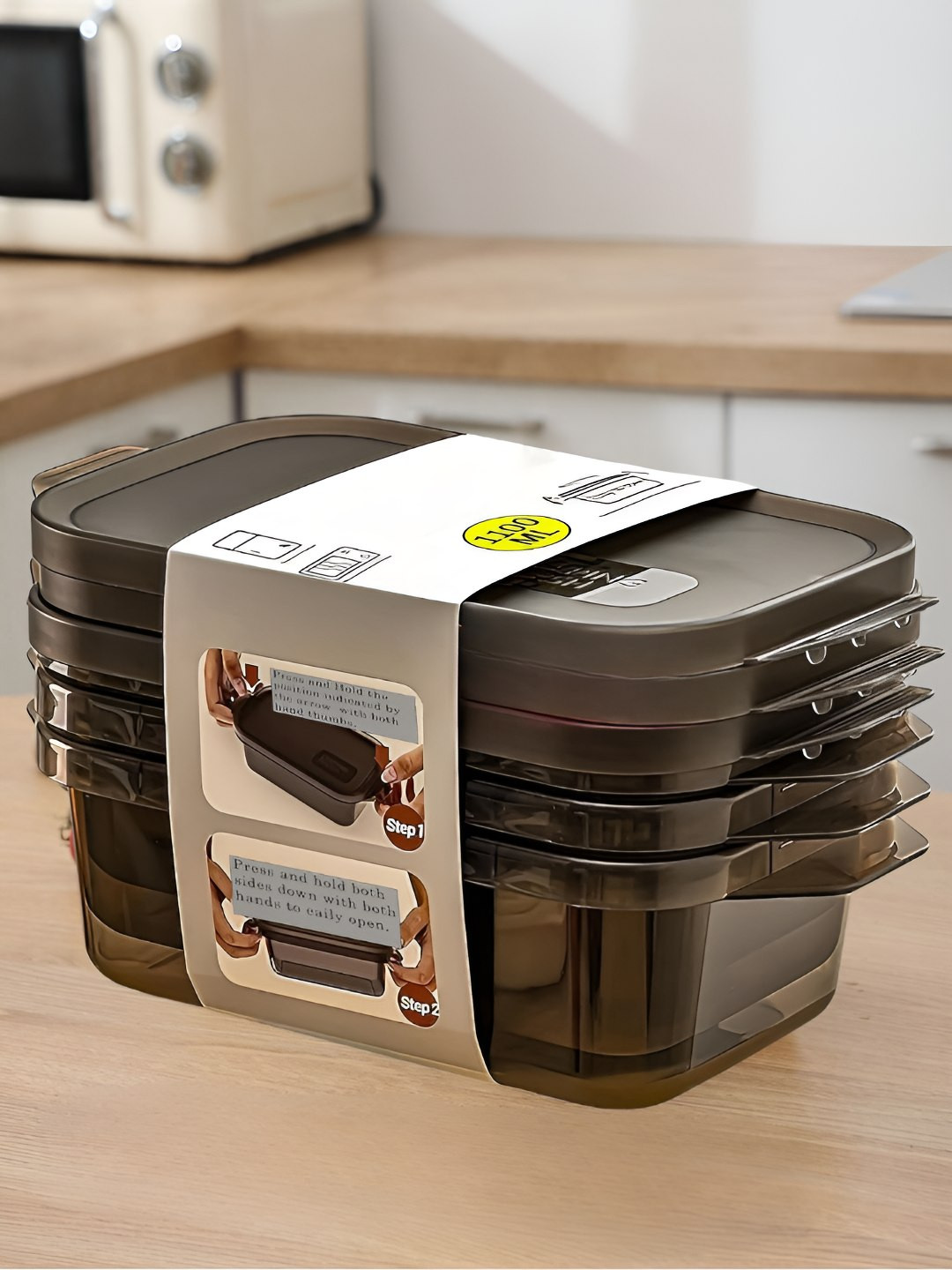 Aura Slim_Container Black Plastic Easy To Clean 3 Piece Clip-On Canister