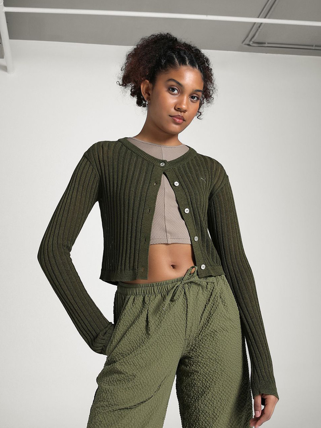 Puma Women YONA Cotton Slim-Fit Long Sleeve Knit Top