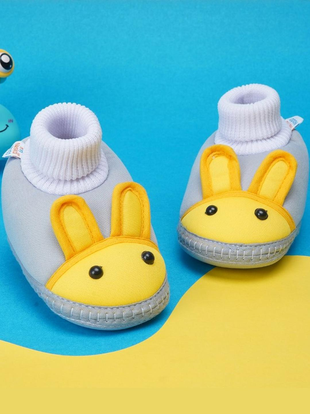 NESKA MODA Kids Grey Cotton Booties