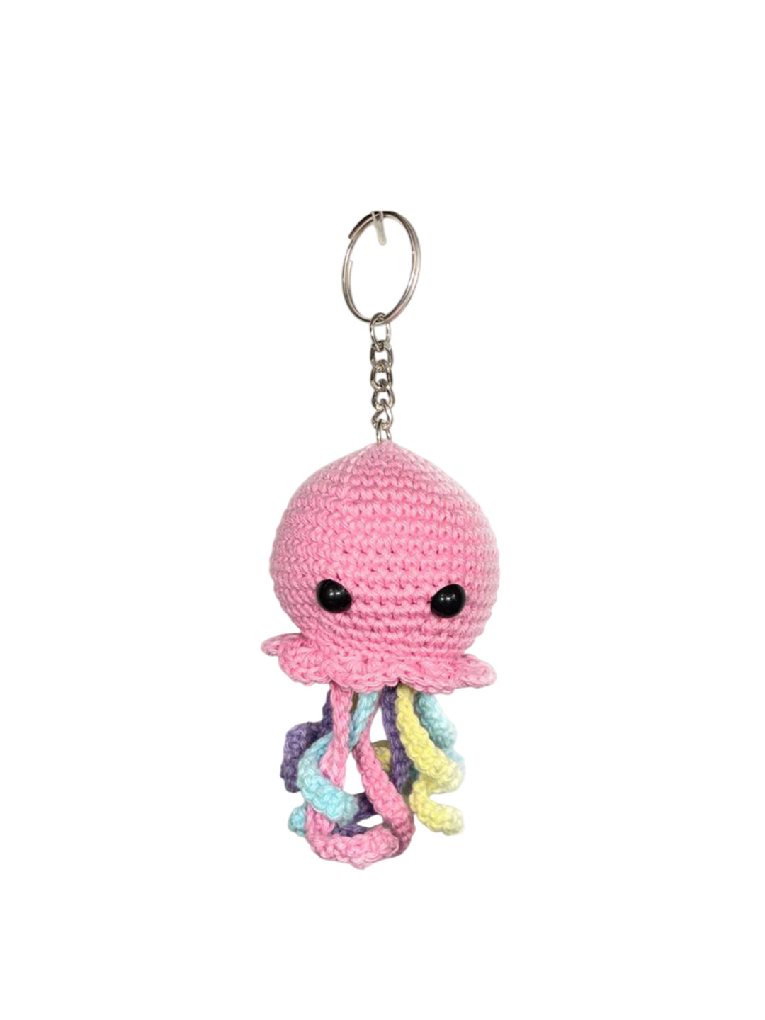 My Yarnery Textured Pure Cotton Octopus Or Jellyfish Keychain