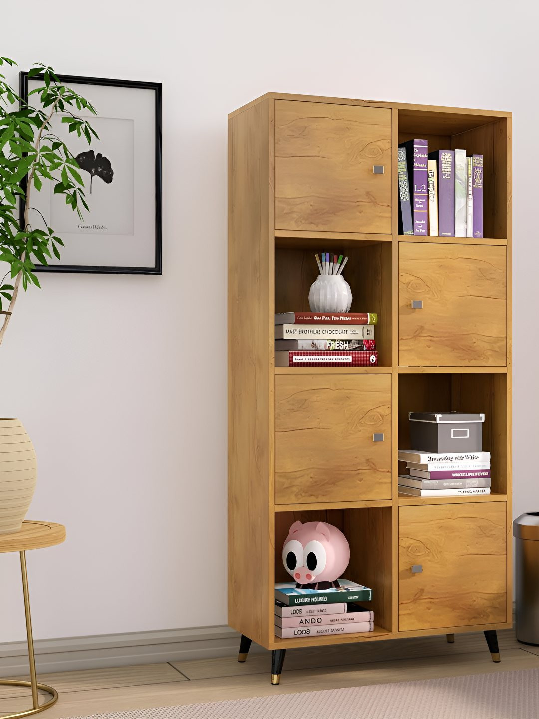 HEXA RED Beige Moisture & Termite Resistant Free Standing Book Shelf