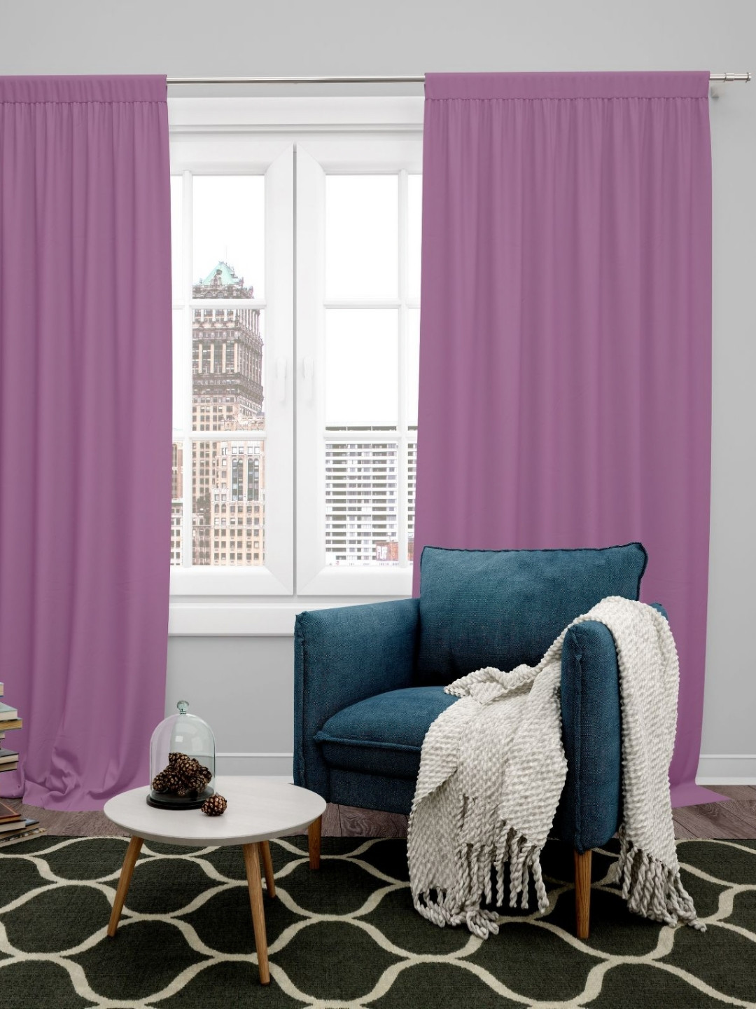Parda Online Pink Set of 2 Black Out Long Door Curtain