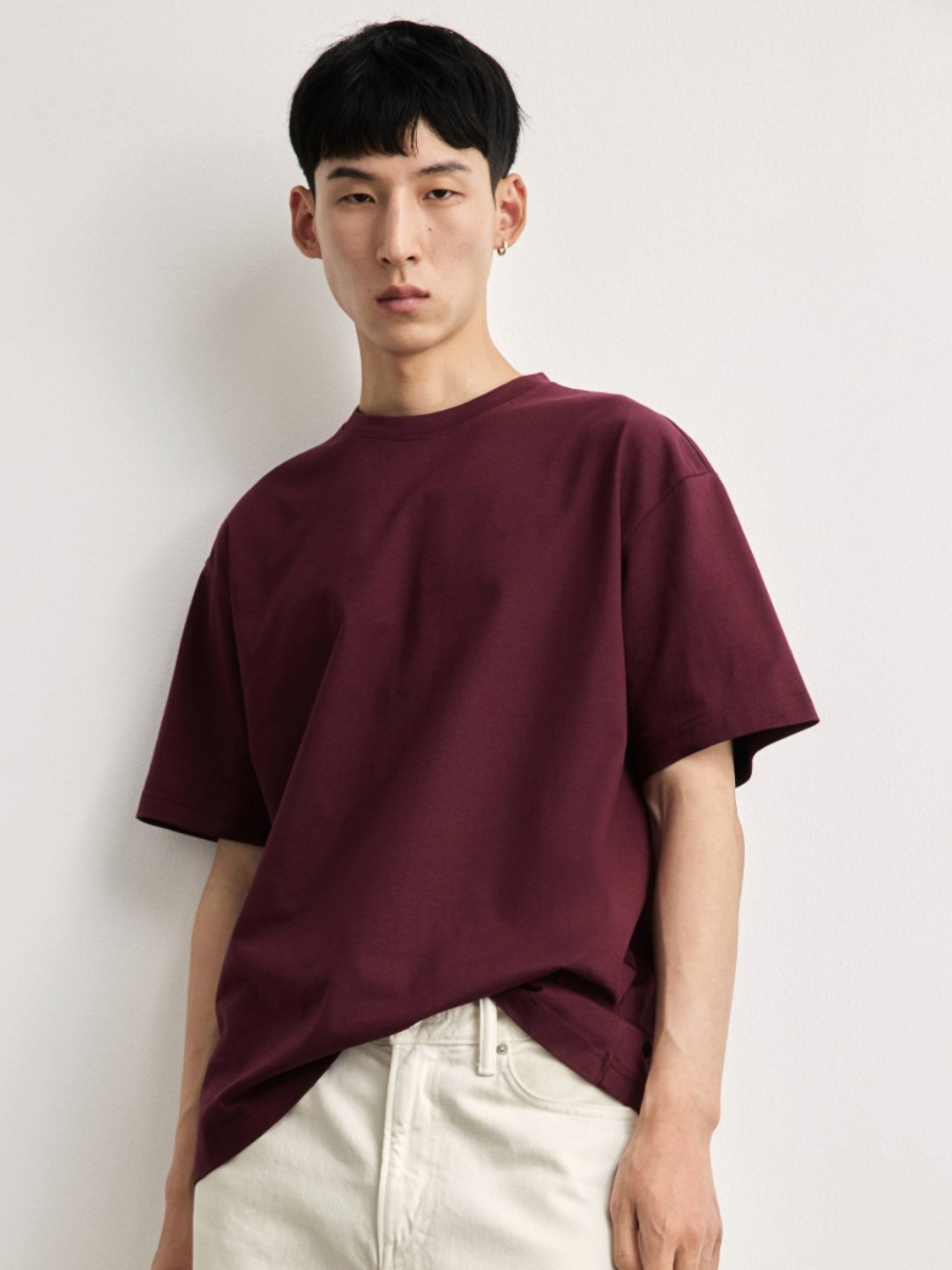 Q CUT Drop-Shoulder Sleeves Pure Cotton Oversized T-shirt