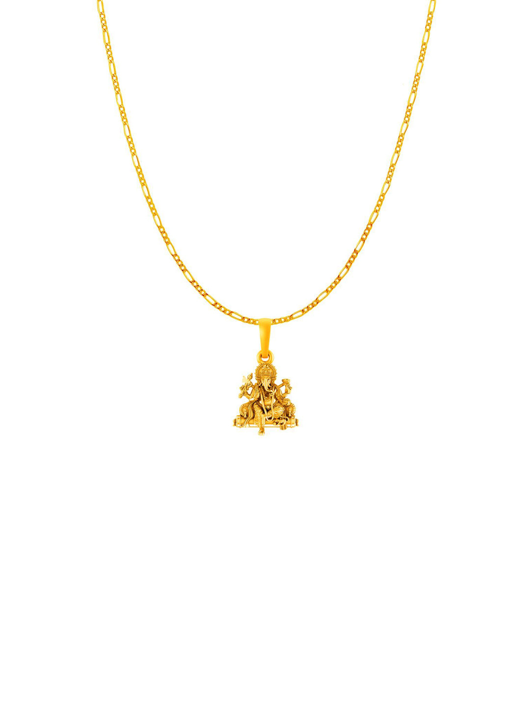 AKSHAT SAPPHIRE Silver 22 KT Gold-Plated Ganesh Pendants with Figaro Chains