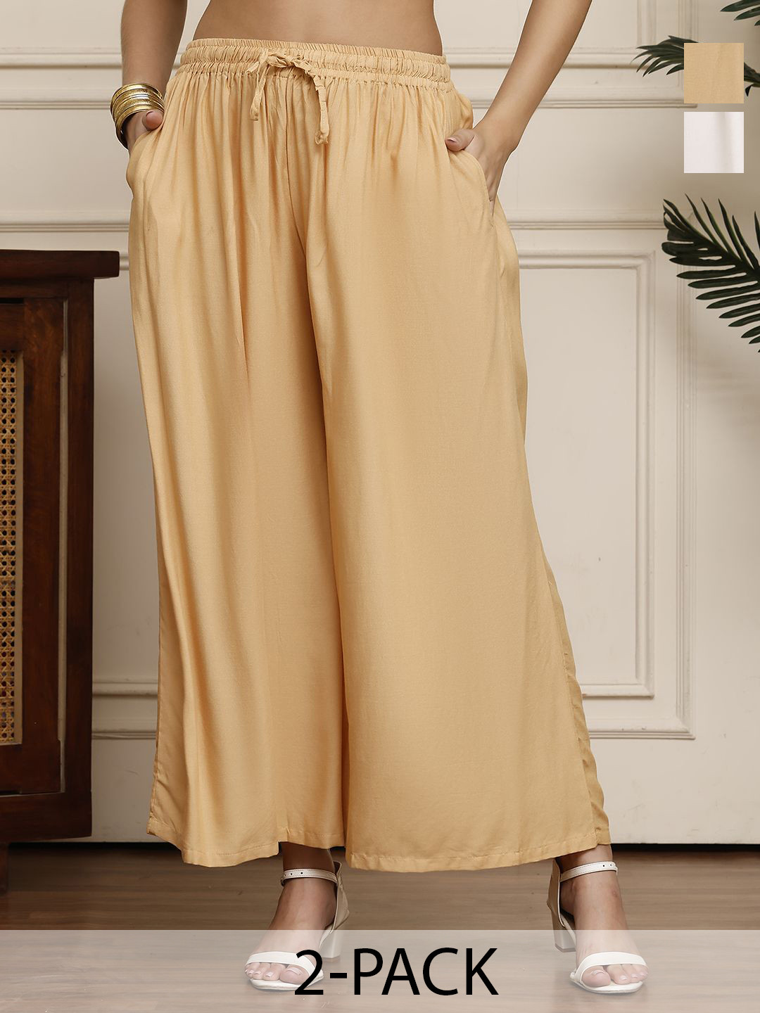 PoValles365 by S.C. Women Pack of 2 Flared Ethnic Palazzos