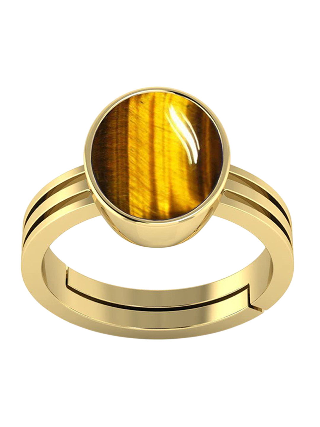 RSPR 8.25 Ratti Crystal Natural Tiger Eye Stone-Studded Adjustable Finger Ring
