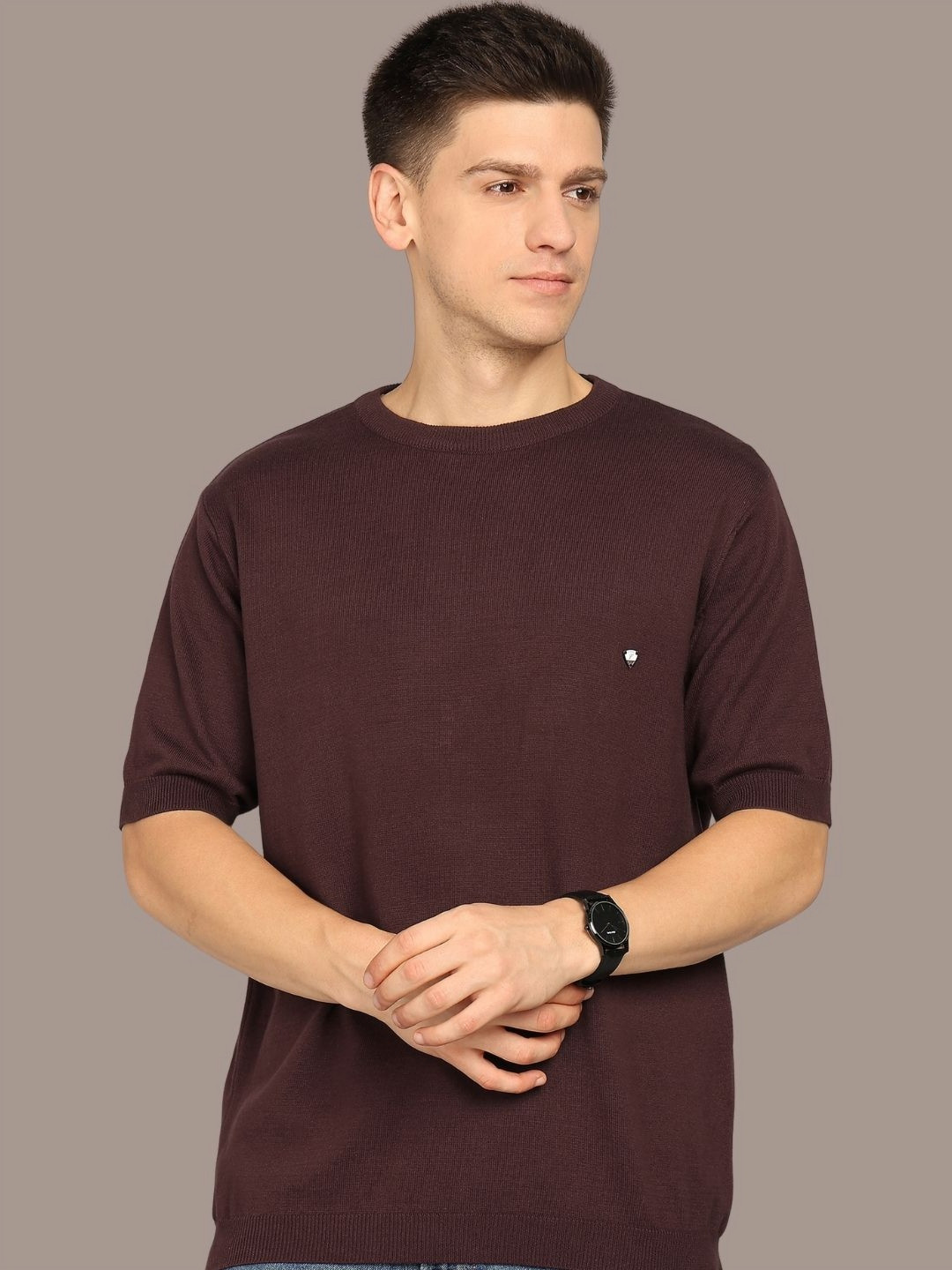 CLAPTON Round Neck Regular Fit Three-Quarter Sleeves T-shirt