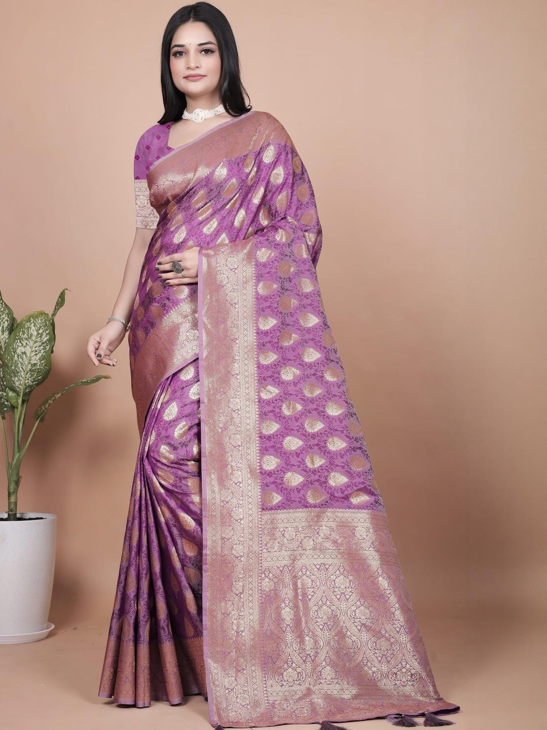 KALINI Purple Art Silk Sarees