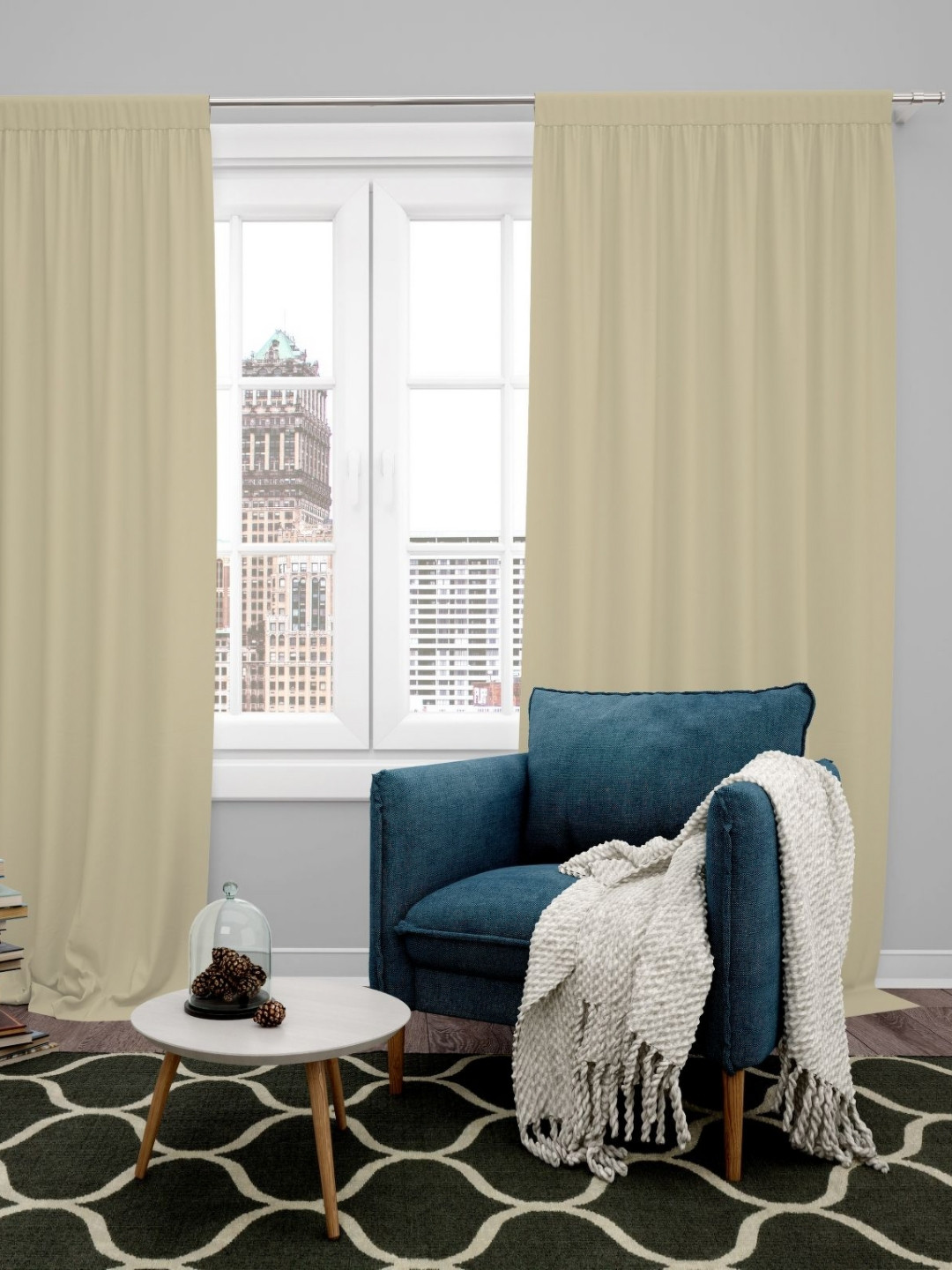 Parda Online Cream-Coloured Set of 4 Black Out Window Curtain