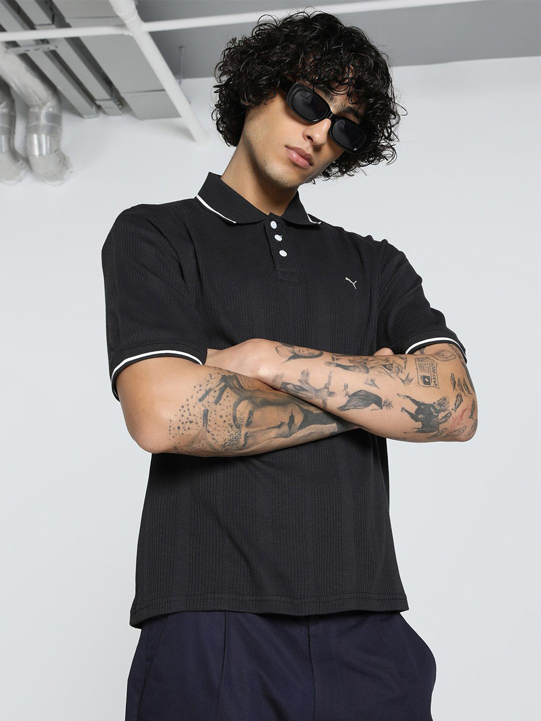 Puma Mmq Pure Cotton Relaxed Fit Polo T-Shirt