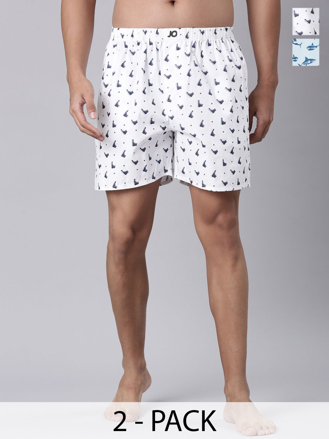 Joven Pack Of 2 Printed Pure Cotton Side Pocket Boxers 25JB2P-WSBS