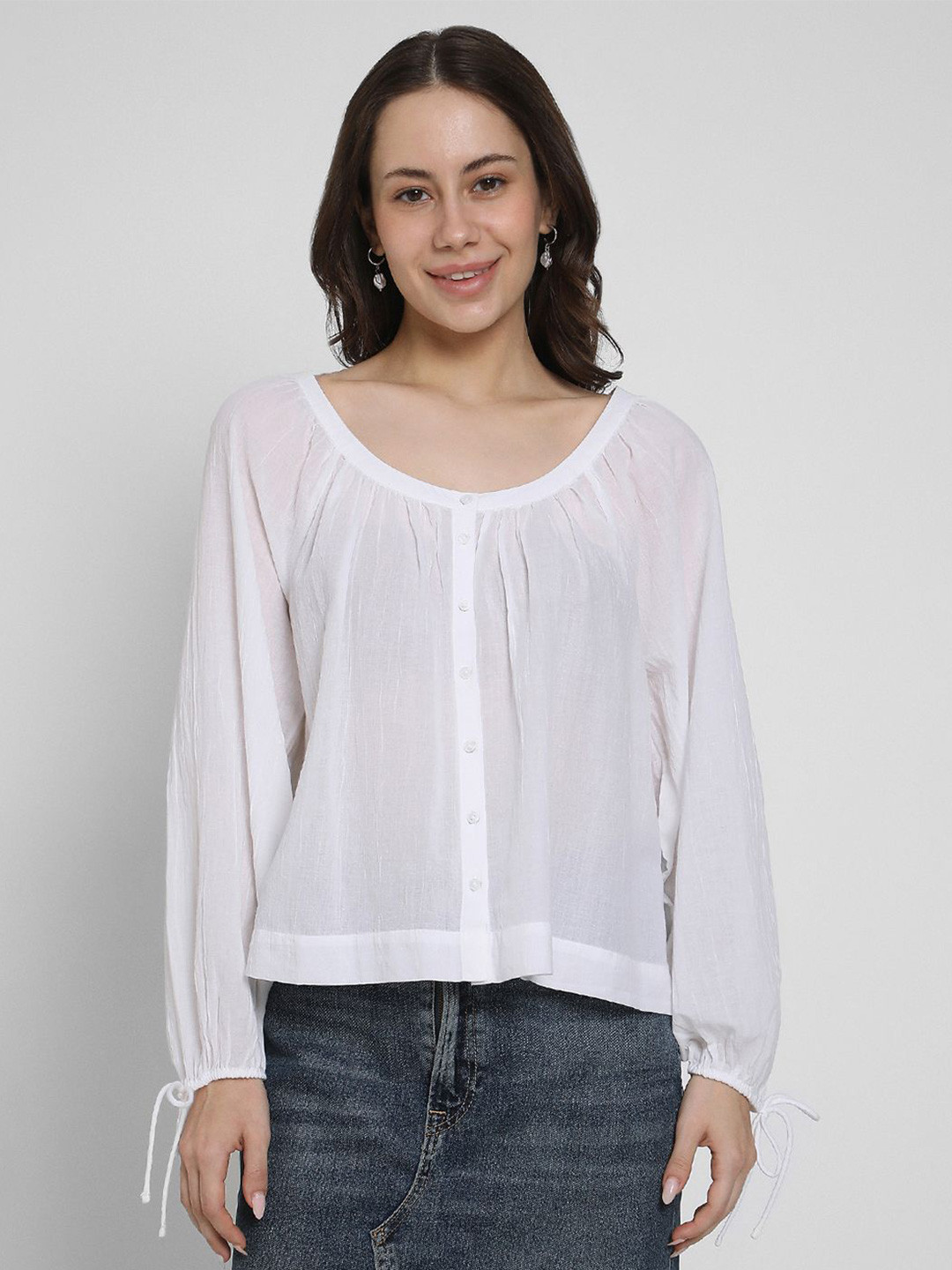 AMERICAN EAGLE OUTFITTERS Women Cotton Button-Up Top Top
