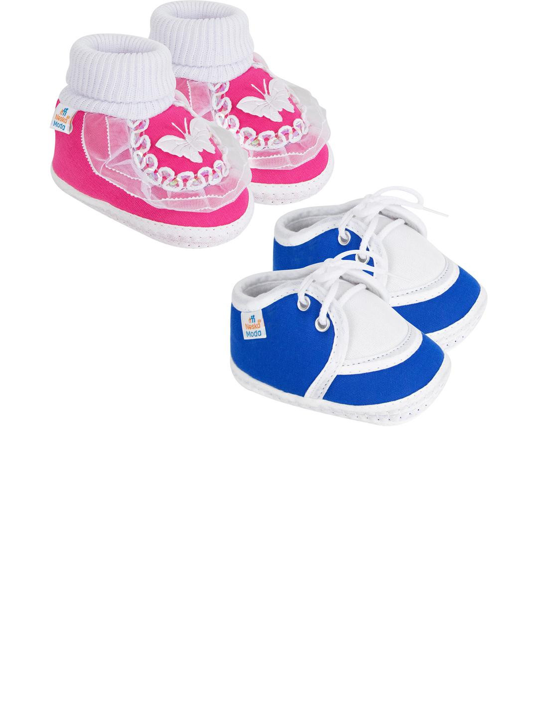 NESKA MODA 3 To 12 Month 2 Pair Newborn Unisex Baby Skin Friendly Soft Cotton Lace Shoe Booties