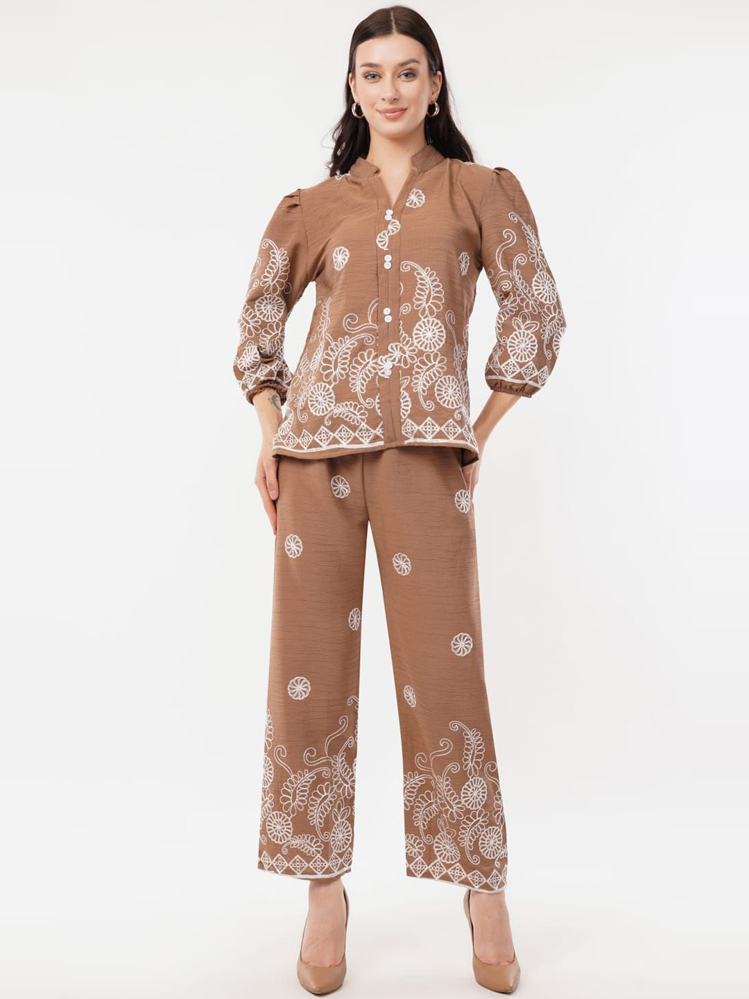 HIGH BUY Embroidered Shirt & Trousers Co-Ords
