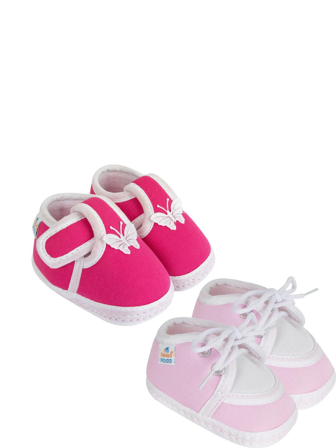 NESKA MODA 3 To 12 Months Infant Booty Combo 2 Pair Baby Skin Friendly Cotton Butterfly Booties