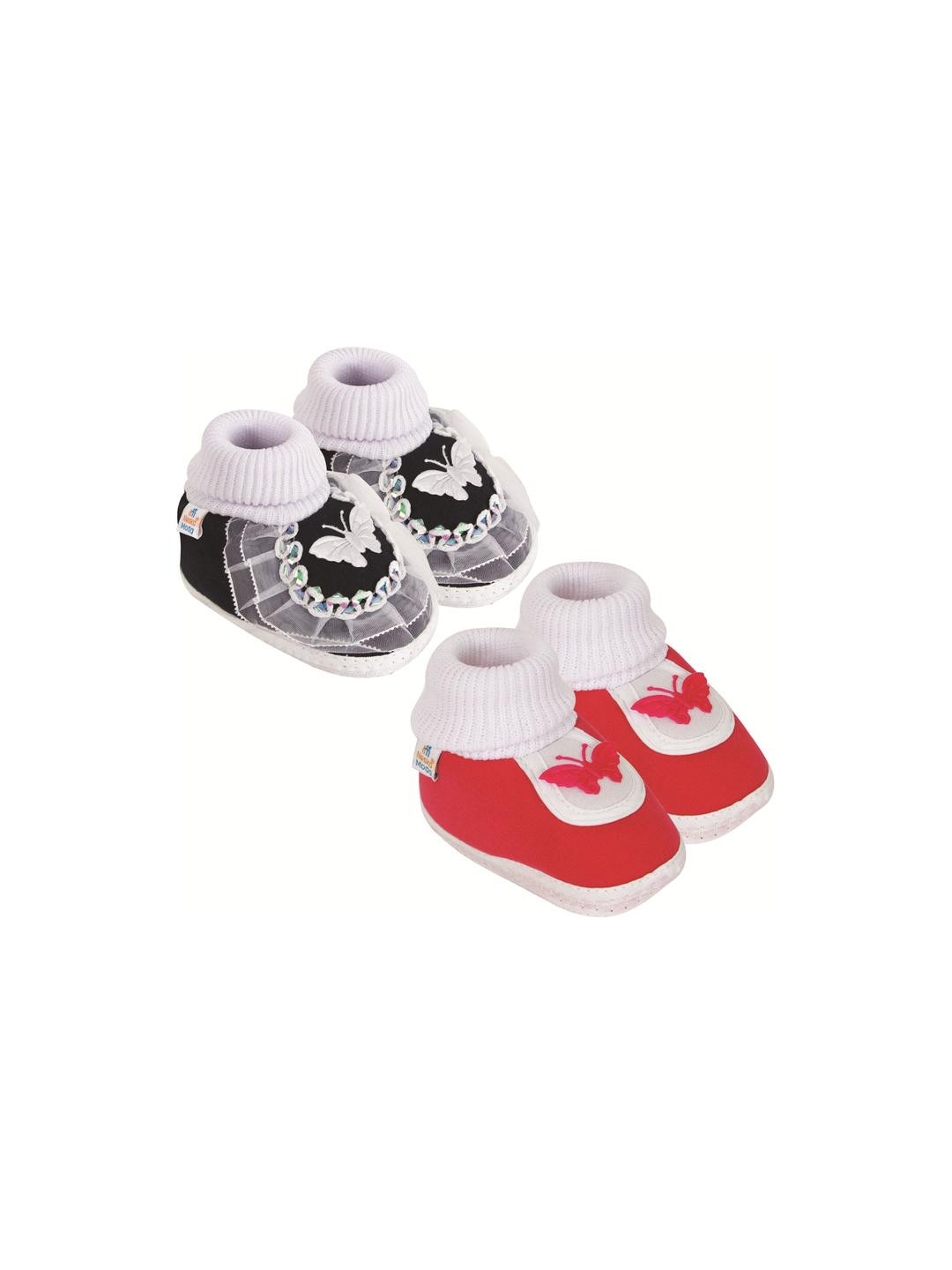 NESKA MODA 12 To 18 Month Non Slip Toddler Baby Unisex Set Of 2 Pair Cotton Butterfly Frill Booties