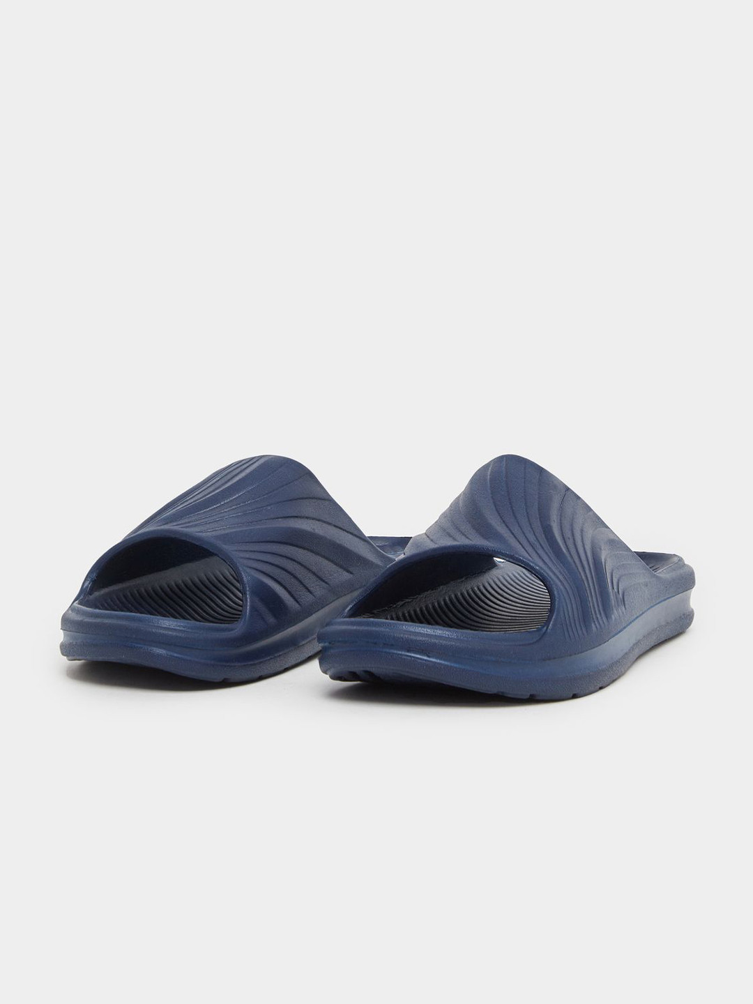 Styli Men Textured Slim Band Rubber Comfort Sliders