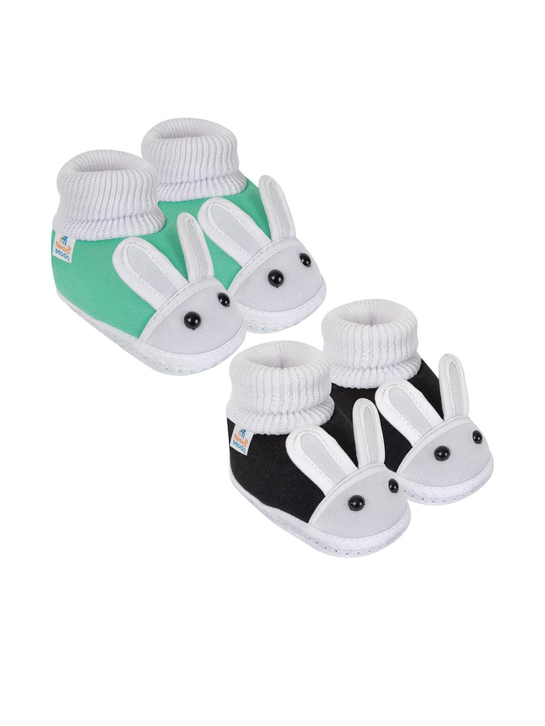 NESKA MODA 0 To 12 Months Cotton Booty 2 Pair Newborn Infants Skin Friendly Soft Booties